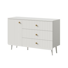 Komoda z szufladami Chloe 1D3S 120 Biała (złoty uchwyt)