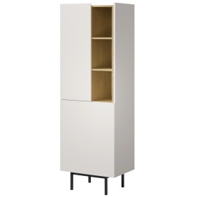 Regał lewostronny z drzwiami uchylnymi Noel 60 Kaszmir / Dąb Cremona