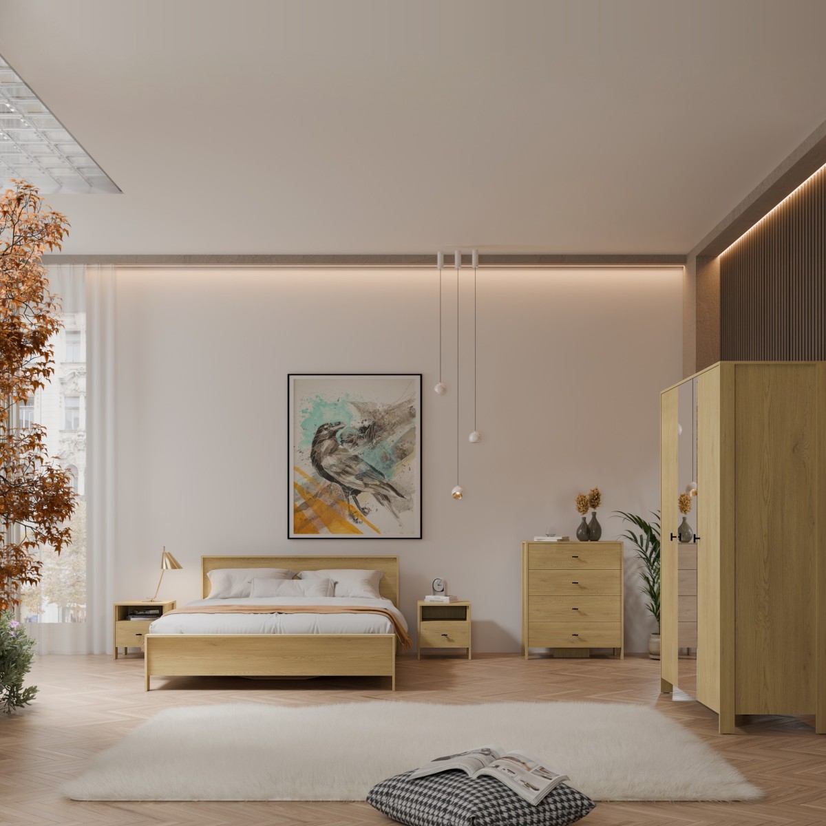 Zestaw mebli do sypialni Ethan Dąb Cremona