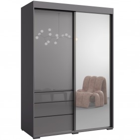 Szafa przesuwna z lustrem Torino 2D1L 140 Szara