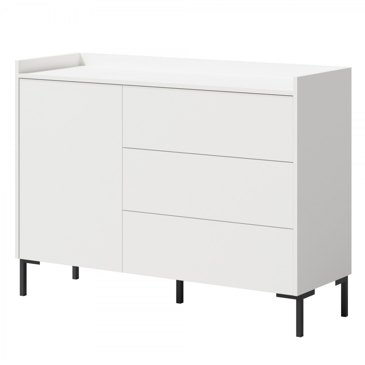Komoda z szufladami Liam 1D3S 125 Biała Komoda z szufladami Liam 1D3S 125 Biała
